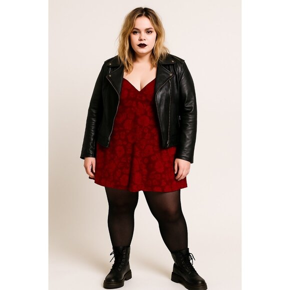 Vintage Petra Fashions Red Floral Lace Velvet Slip Dress – Size 1X – Red Sheer - Picture 2 of 7